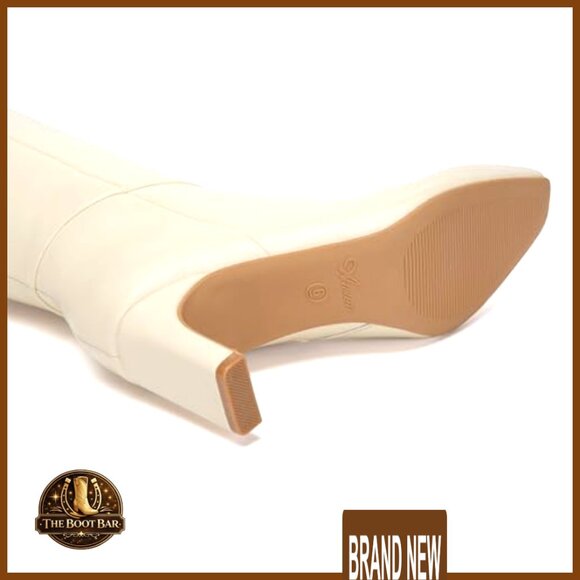 Square Toe Knee High Boots Chunky Heel Zipper Design Elegant Versatile Style - Picture 6 of 7